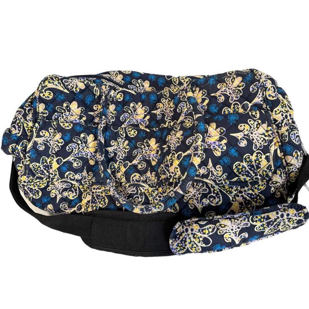 Danielle Morgan Yellow Blue Zip Top Weekender Overnight Bag